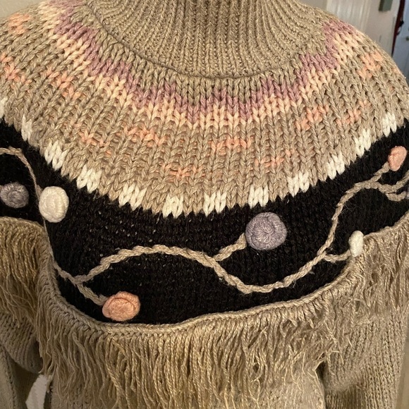 RARE Vintage Cristina Fringe Knit Turtleneck Sweater - Picture 4 of 9